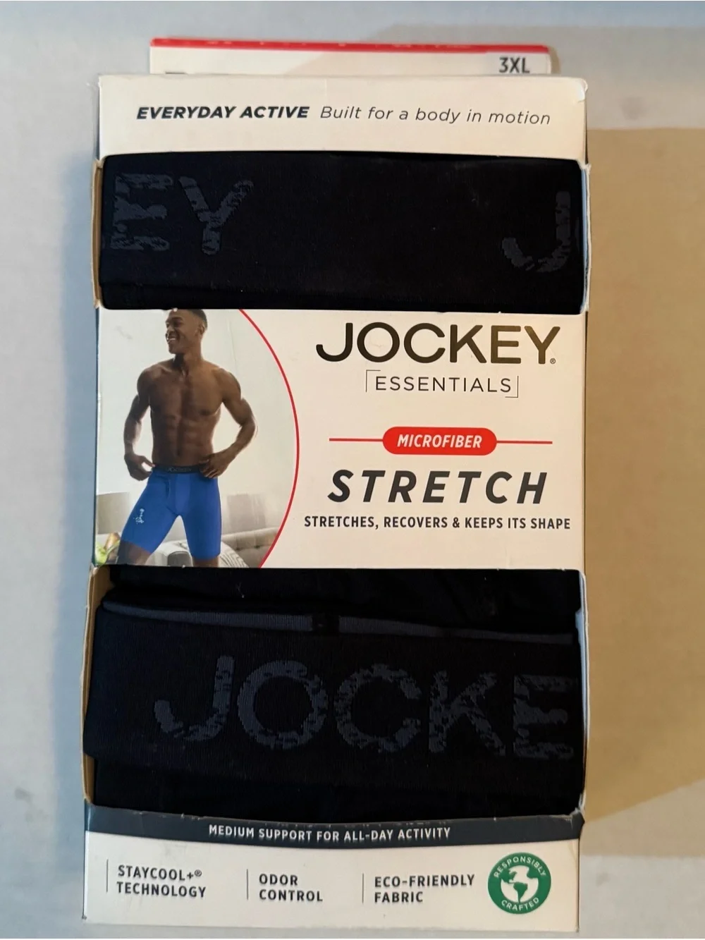Jockey® Essentials Men's Microfiber Long Leg Boxer Brief Underwear, Pack of 3